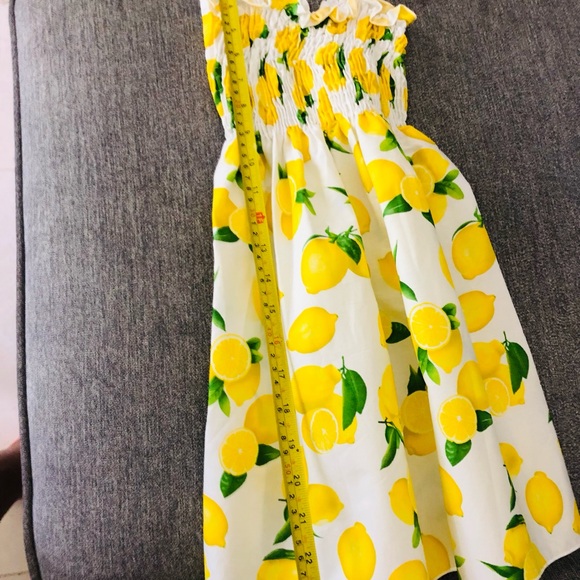 Lemon Print Kids Dress - White and Yellow - Picture 6 of 6